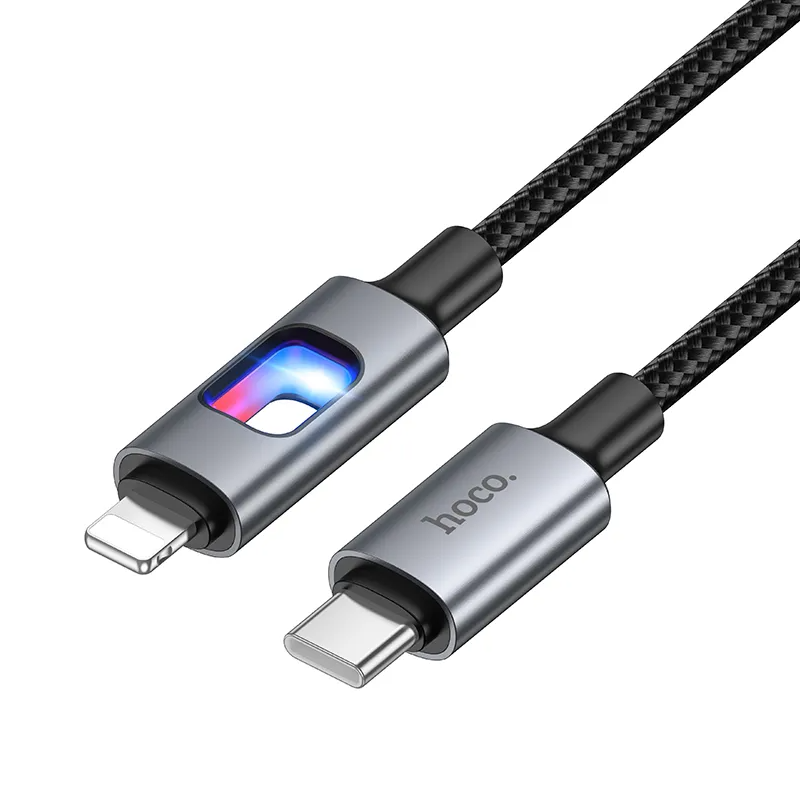 Cablu Date si Incarcare USB-C - Lightning HOCO U144 Led, 27W, 1.2m, Negru