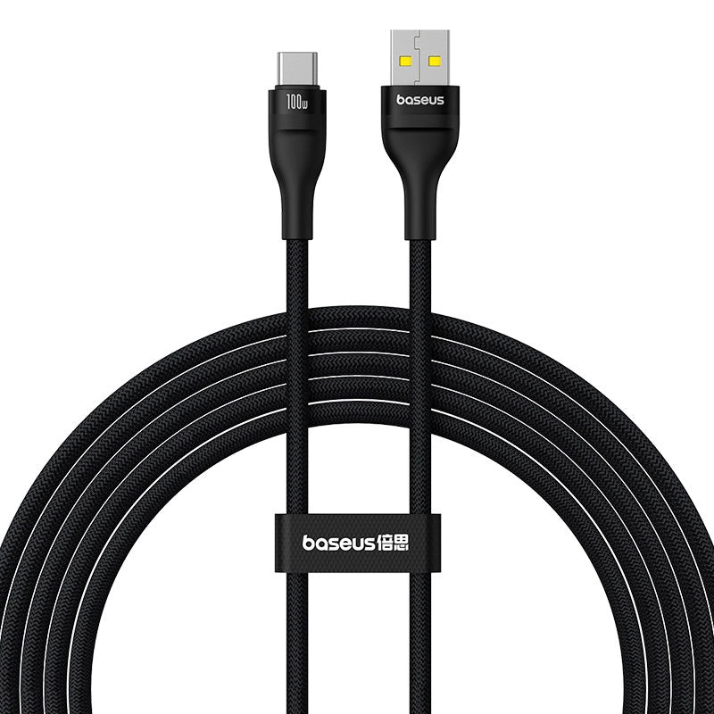 Cablu Date si Incarcare USB-A - USB-C Baseus Flash Series II, 100W, 2m, Negru P10311804111-01