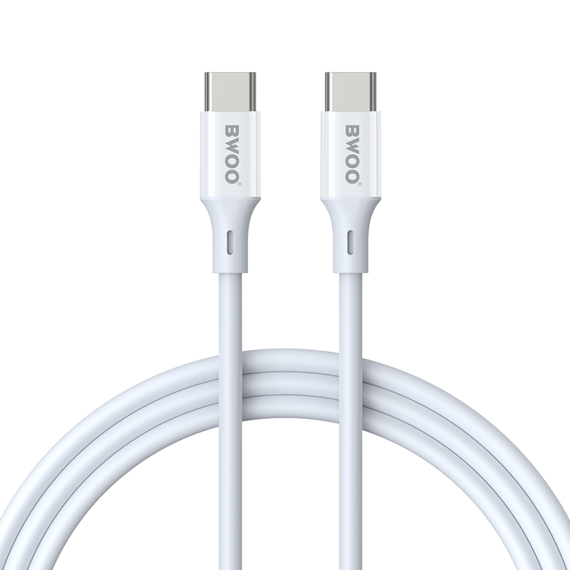 Cablu Date si Incarcare USB-C - USB-C BWOO BO-X283CC-2M, 60W, 2m, Alb