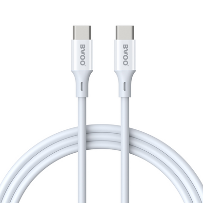 Cablu Date si Incarcare USB-C - USB-C BWOO BO-X283CC-2M, 60W, 2m, Alb