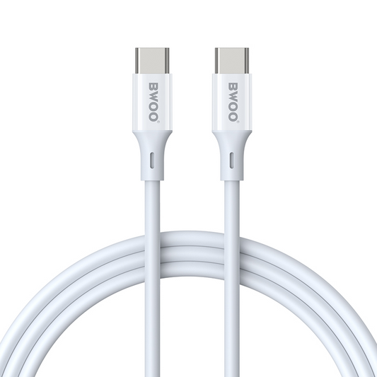 Cablu Date si Incarcare USB-C - USB-C BWOO BO-X283CC-2M, 60W, 2m, Alb