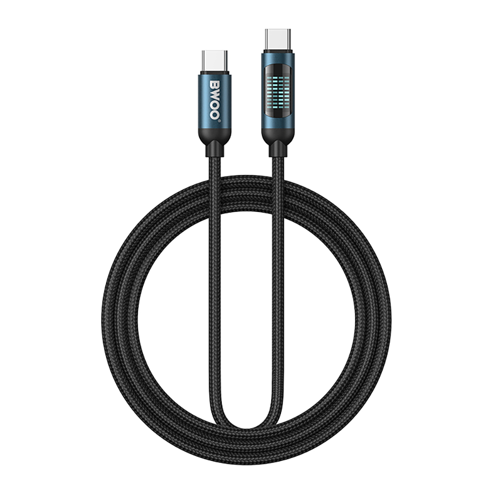 Cablu Date si Incarcare USB-C - USB-C BWOO BO-X304 Led, 60W, 1m, Negru
