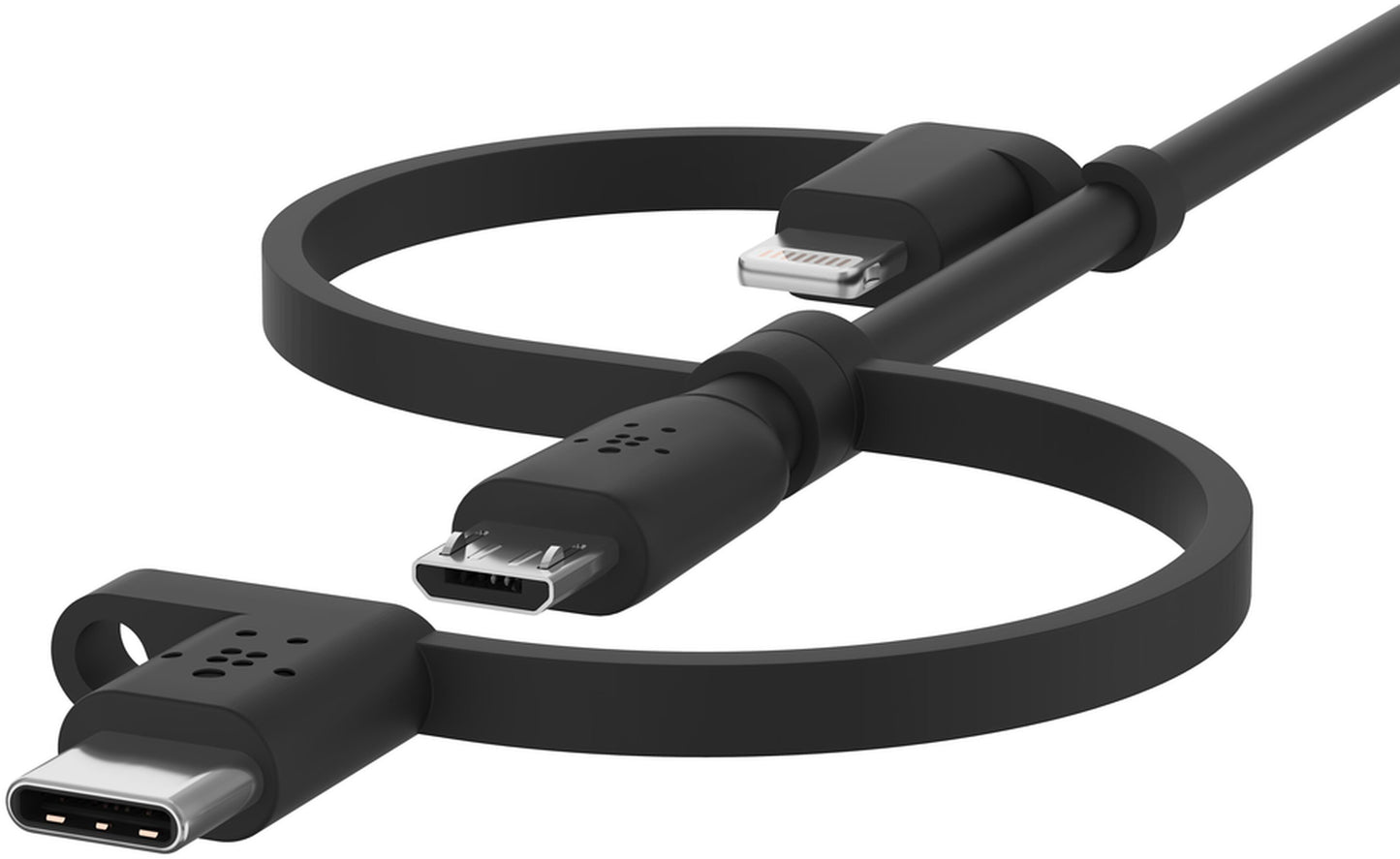 Cablu Date si Incarcare USB-A - Lightning / microUSB / USB-C Belkin BoostCharge, 1m, Negru CAC001bt1MBK