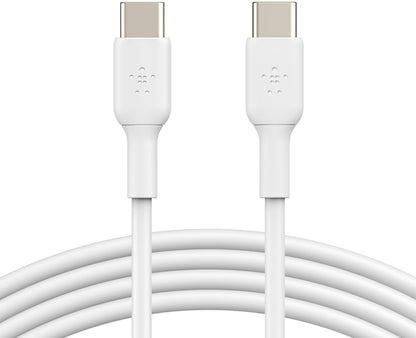 Cablu Date si Incarcare USB-C - USB-C Belkin BoostCharge, 60W, 1m, Set 2 bucati, Alb CAB003bt1MWH2PK