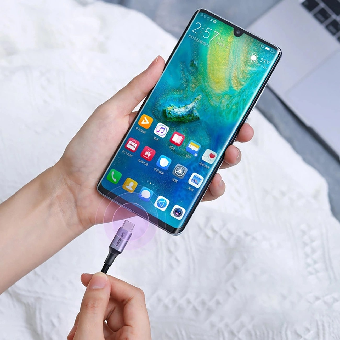 Cablu Date si Incarcare USB-C - USB-C UGREEN US316, 100W, 3m, Gri
