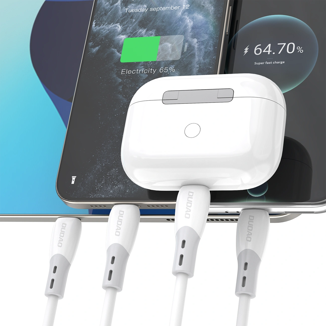 Cablu Date si Incarcare USB-C - USB-C Dudao L25SC, 60W, 2m, Alb