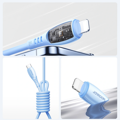 Cablu Date si Incarcare USB-C - Lightning Joyroom S-A59 Vibrant, 30W, 1.2m, Albastru