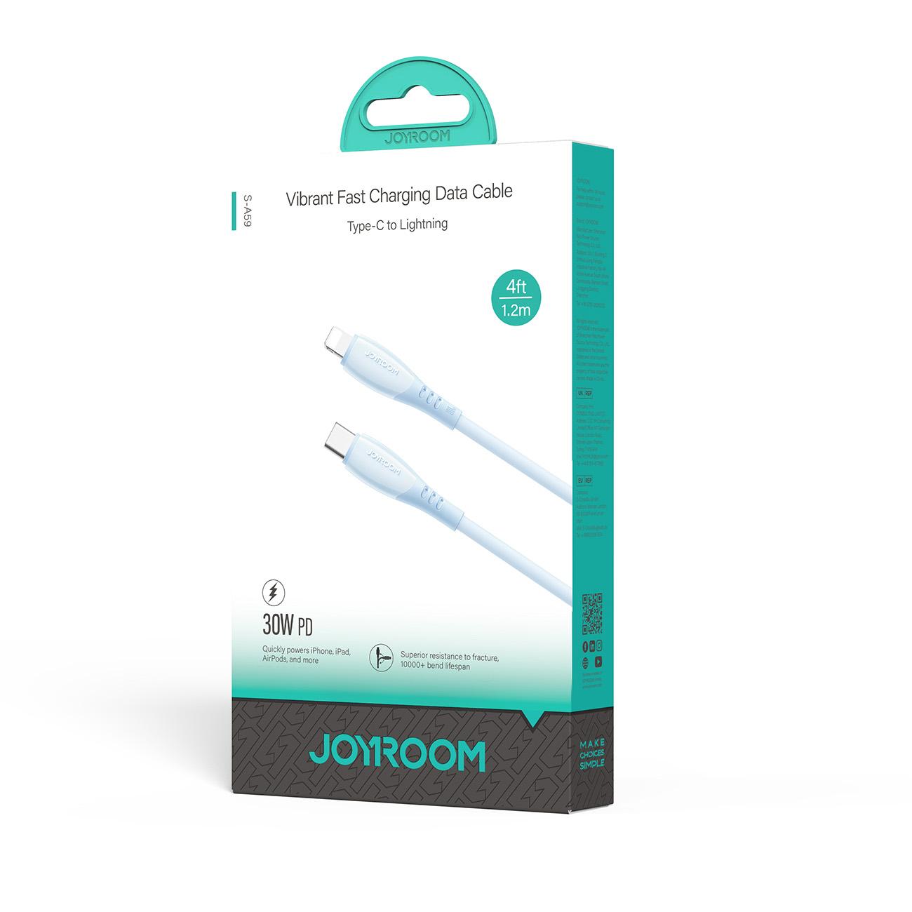 Cablu Date si Incarcare USB-C - Lightning Joyroom S-A59 Vibrant, 30W, 1.2m, Albastru