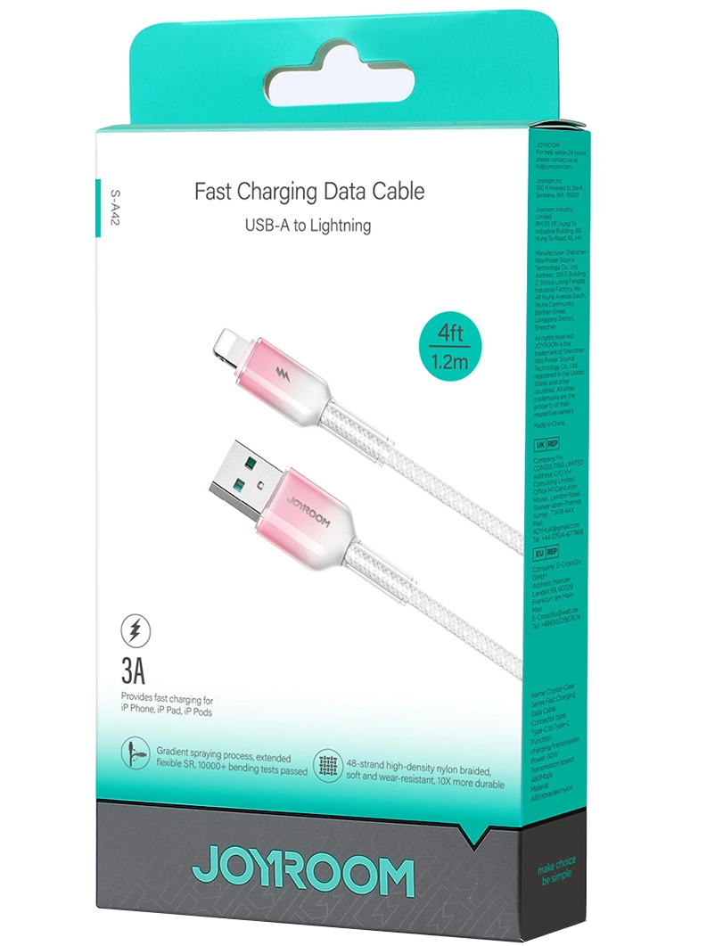 Cablu Date si Incarcare USB-A - Lightning Joyroom S-A42, 18W, 1.2m, Alb