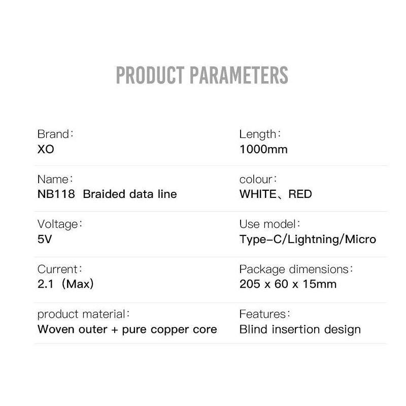 Cablu Date si Incarcare USB-A - microUSB XO Design NB118, 18W, 1m, Rosu