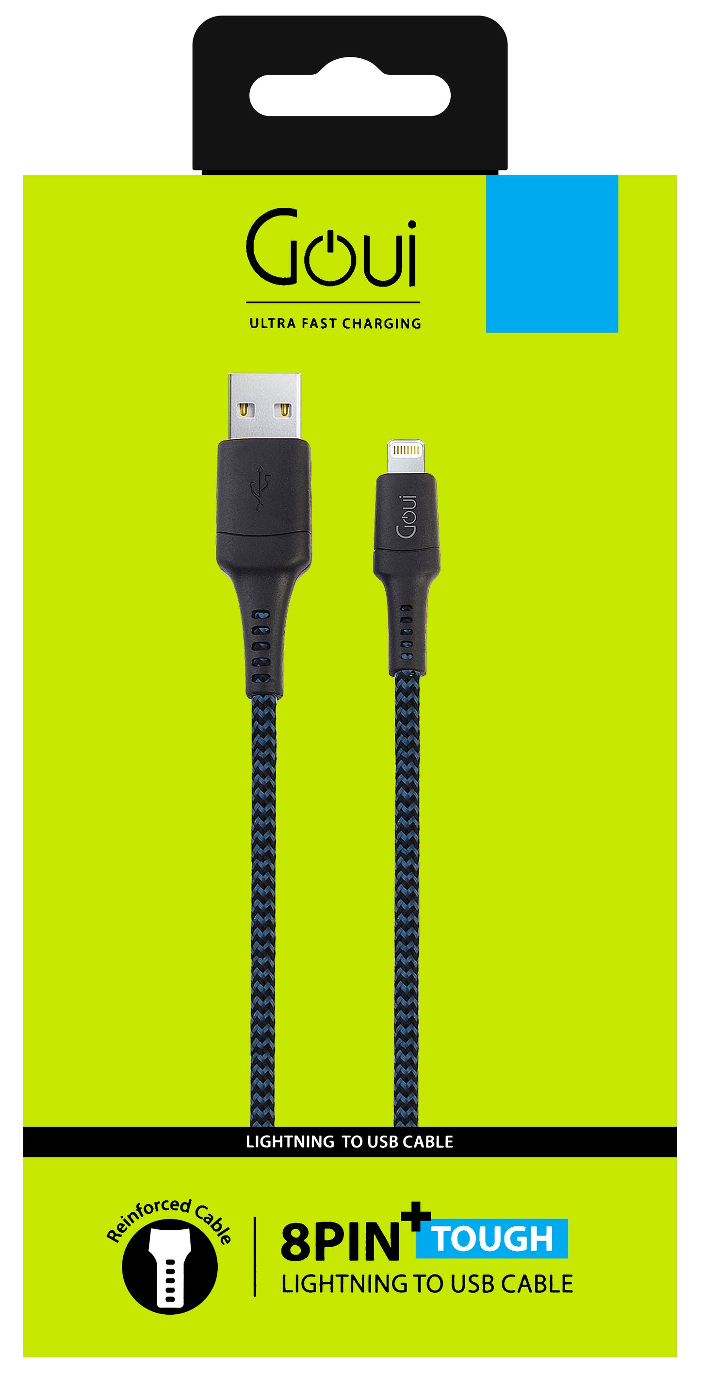 Cablu Date si Incarcare USB-A - Lightning Goui Tough, 18W, 1.5m, Bleumarin G-LC15-8PINBK