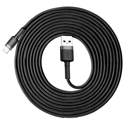 Cablu Date si Incarcare USB-A - Lightning Baseus Cafule, 18W, 3m, Gri CALKLF-RG1