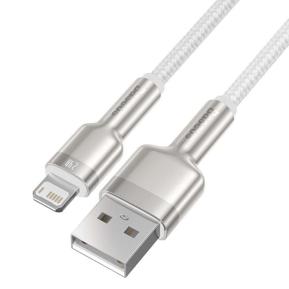 Cablu Date si Incarcare USB-A - Lightning Baseus Cafule Metal Series, 18W, 2m, Alb CALJK-B02