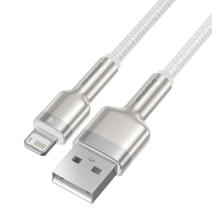 Cablu Date si Incarcare USB-A - Lightning Baseus Cafule Metal Series, 18W, 2m, Alb CALJK-B02