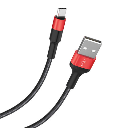 Cablu Date si Incarcare USB-A - USB-C HOCO X26 Xpress, 18W, 1m, Negru Rosu
