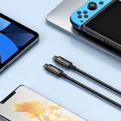 Cablu Date si Incarcare USB-C - USB-C Baseus Tungsten Gold, 240W, 2m, Negru CAWJ040101