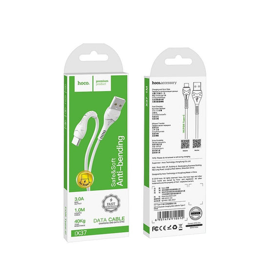 Cablu Date si Incarcare USB-A - USB-C HOCO X37, 18W, 1m, Alb