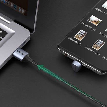 Cablu Date si Incarcare USB-A - USB-C UGREEN US311 Angled, 18W, 1m, Gri