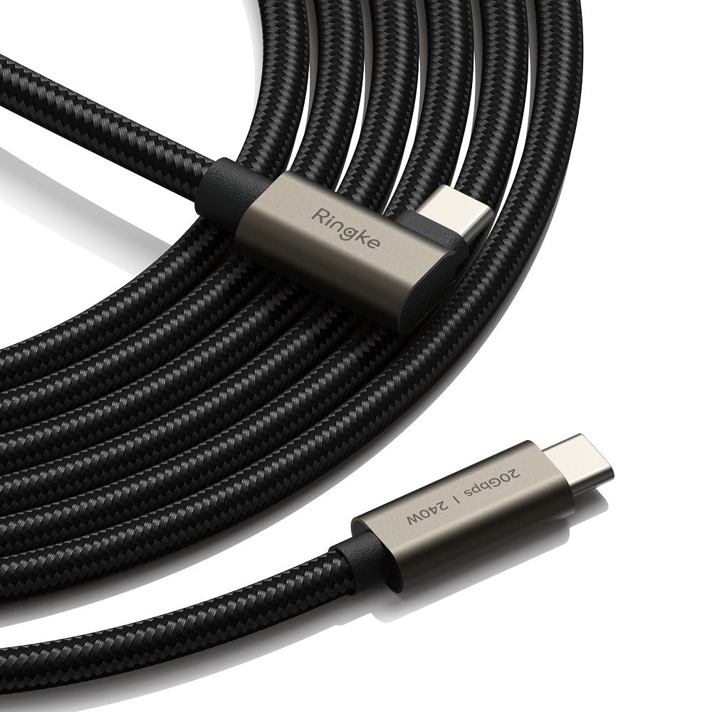 Cablu Date si Incarcare USB-C - USB-C Ringke 2X2 Angled, 240W, 1m, Negru