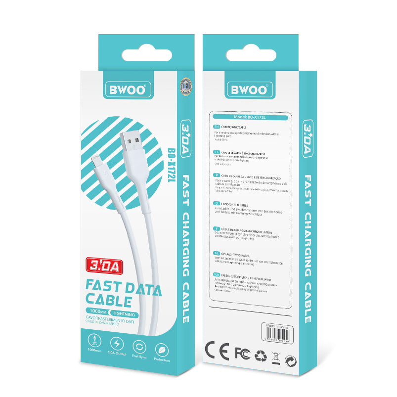 Cablu Date si Incarcare USB-A - Lightning BWOO X172L, 18W, 1m, Alb