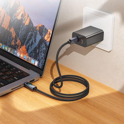 Cablu Date si Incarcare USB-C - USB-C HOCO Display X112, 60W, 1m, Negru