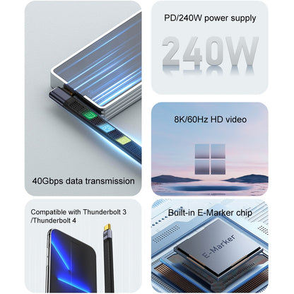 Cablu Date si Incarcare USB-C - USB-C OEM Angled 8K Video Version 3, 240W, 0.15m, Negru