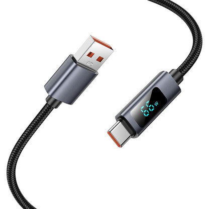 Cablu Date si Incarcare USB-A - USB-C HOCO Display X112, 100W, 1m, Negru