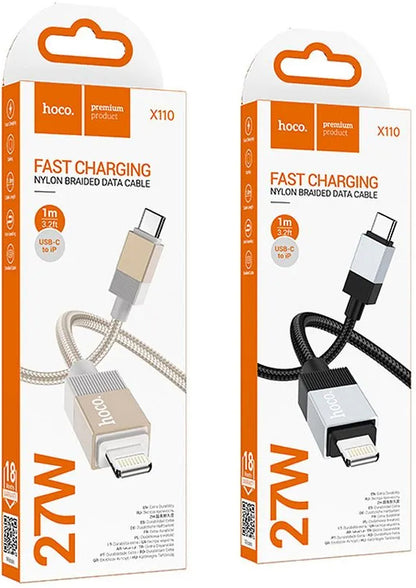 Cablu Date si Incarcare USB-C - Lightning HOCO X110, 27W, 1m, Negru