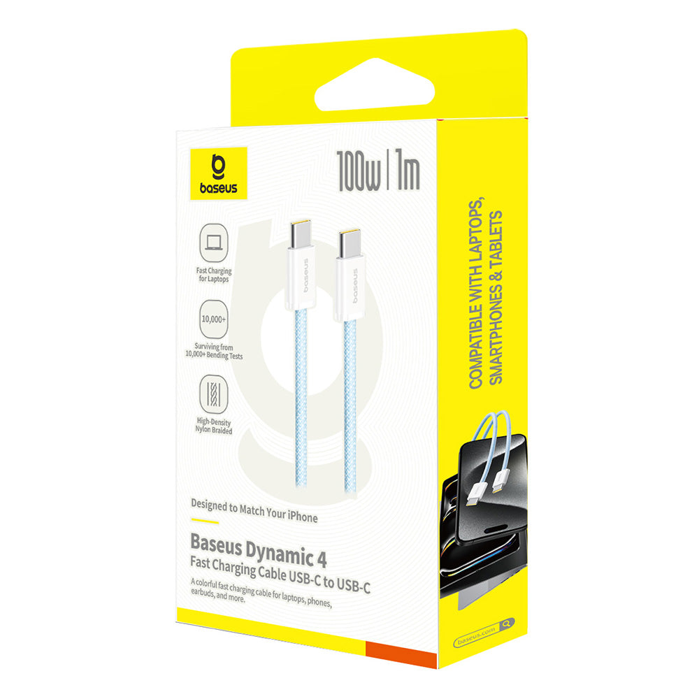 Cablu Date si Incarcare USB-C - USB-C Baseus Dynamic 4 Series, 100W, 1m, Albastru P10381400311-00
