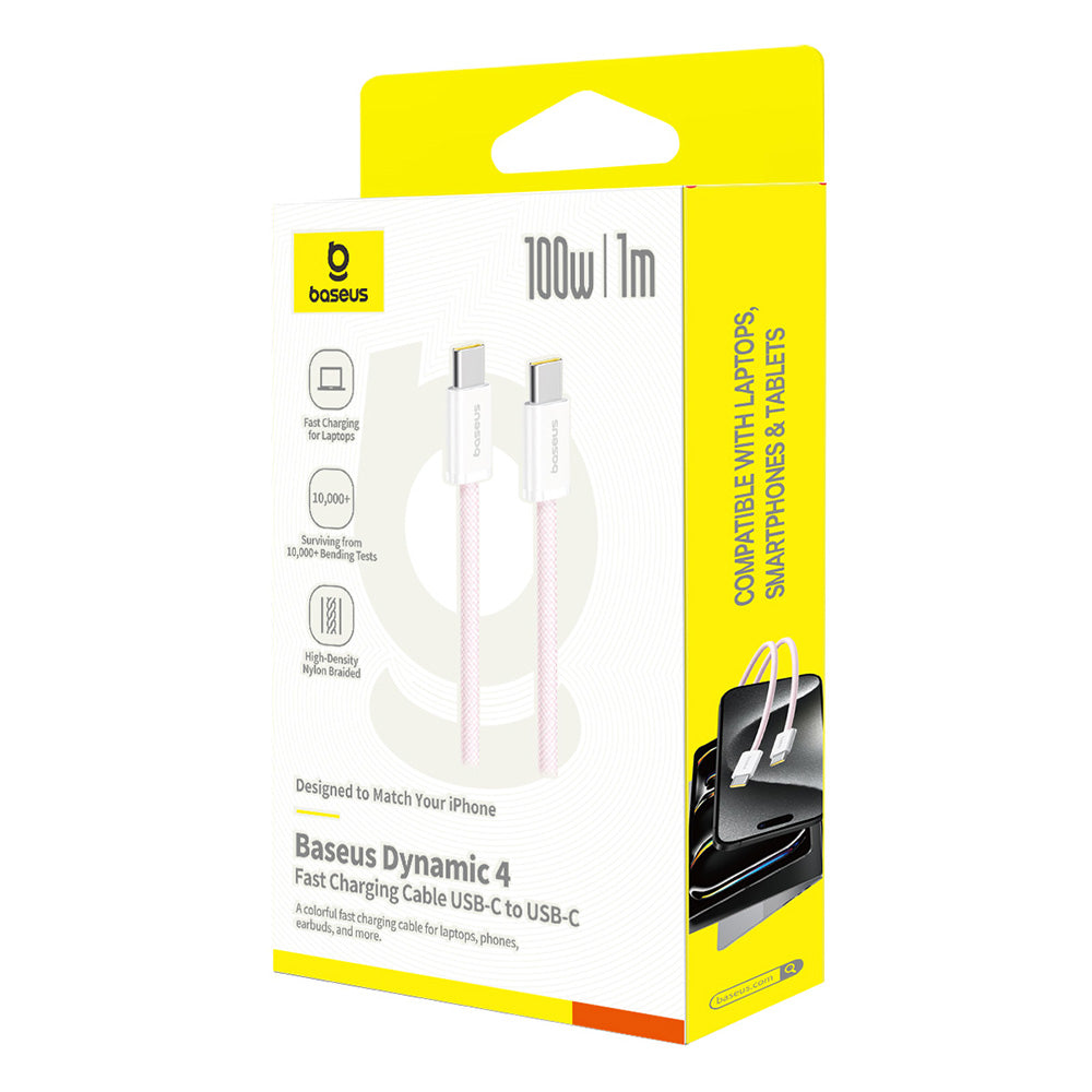 Cablu Date si Incarcare USB-C - USB-C Baseus Dynamic 4 Series, 100W, 1m, Roz P10381400411-00