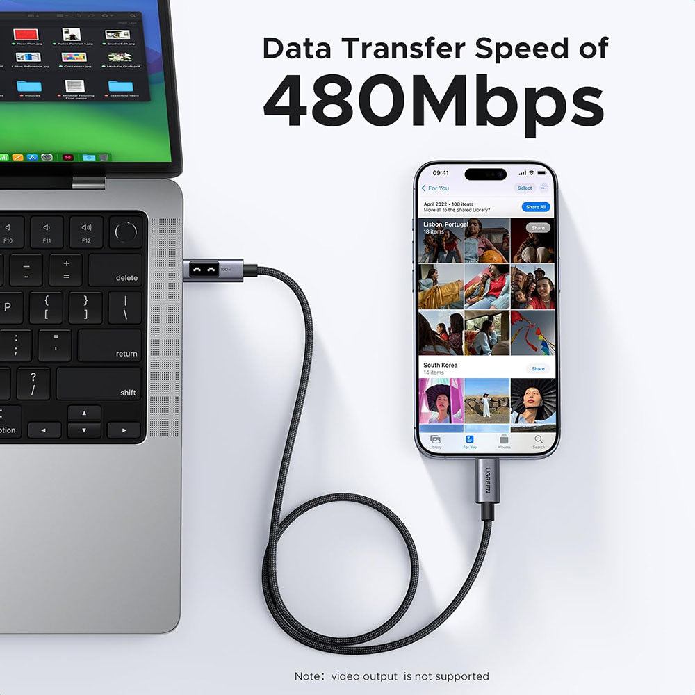 Cablu Date si Incarcare USB-C - USB-C UGREEN L509, 100W, 1m, Gri