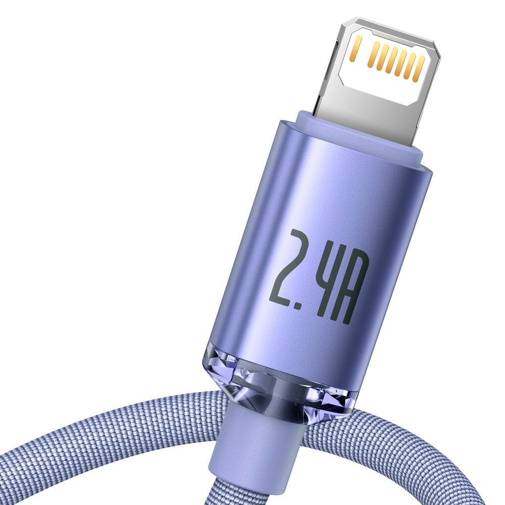 Cablu Date si Incarcare USB-A - Lightning Baseus Crystal Shine Series, 18W, 2m, Mov CAJY000105