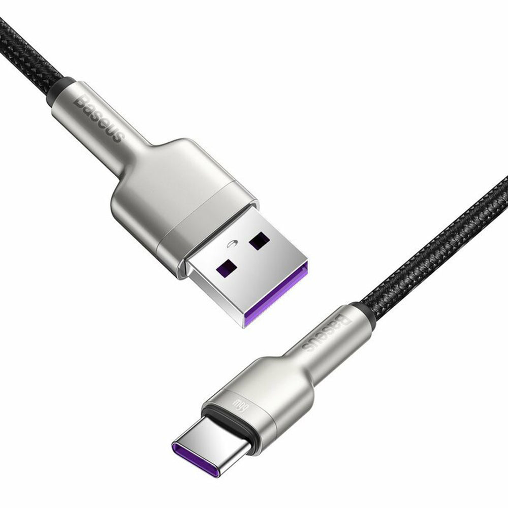 Cablu Date si Incarcare USB-A - USB-C Baseus Cafule Metal Series, 66W, 0.25m, Negru CAKF000001