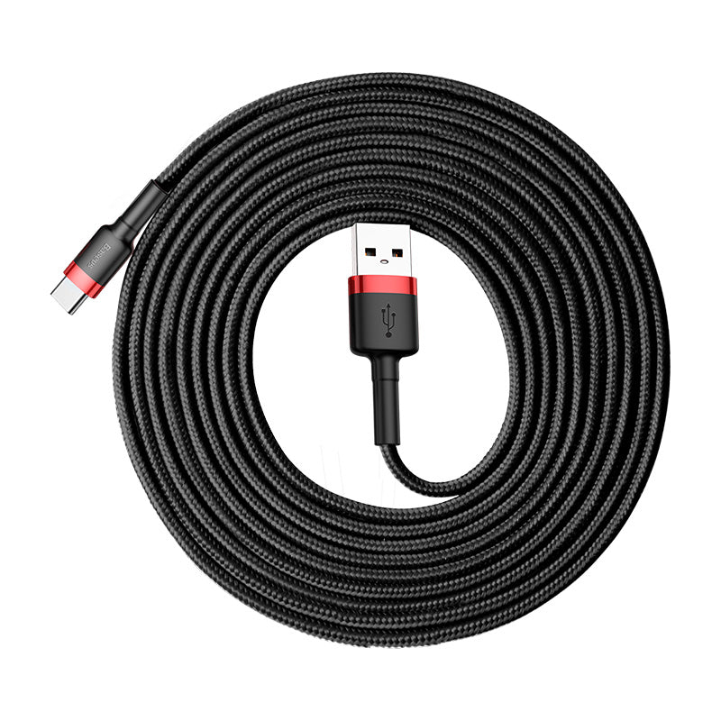 Cablu Date si Incarcare USB-A - USB-C Baseus Cafule, 18W, 3m, Rosu CATKLF-U91