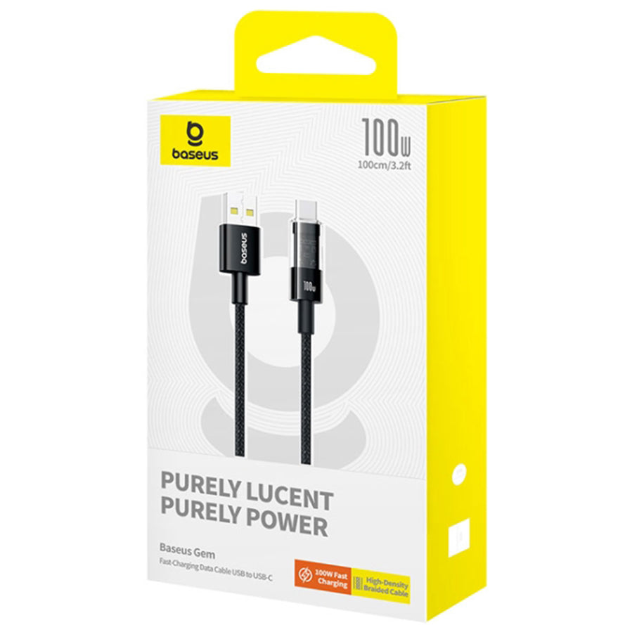 Cablu Date si Incarcare USB-A - USB-C Baseus Gem, 100W, 1m, Negru P10373002111-00