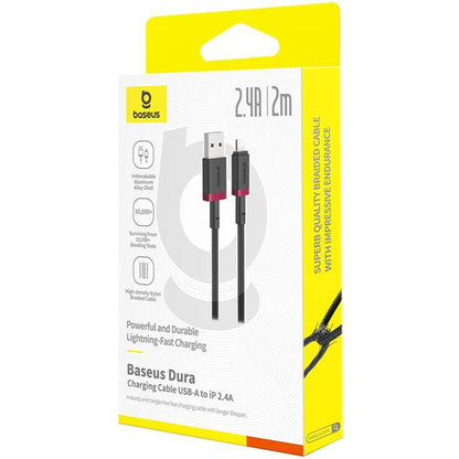 Cablu Date si Incarcare USB-A - Lightning Baseus Dura Series, 18W, 2m, Rosu P10377801U01-03