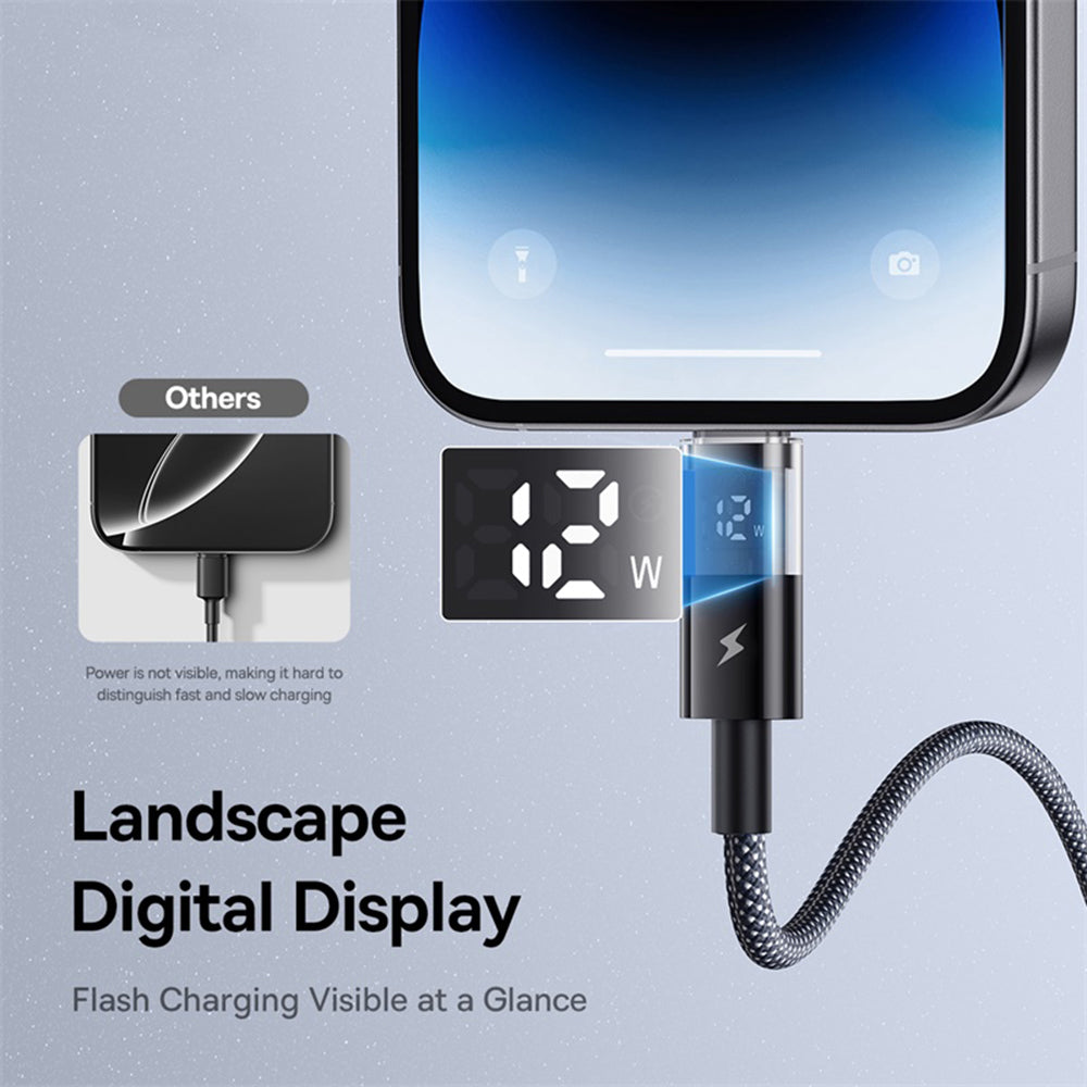 Cablu Date si Incarcare USB-A - Lightning Baseus Display 2, 18W, 1m, Negru P10382700121-00