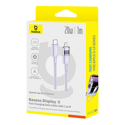 Cablu Date si Incarcare USB-C - Lightning Baseus Display 2, 20W, 1m, Mov P10382703511-00