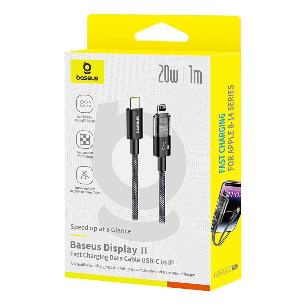 Cablu Date si Incarcare USB-C - Lightning Baseus Display 2, 20W, 1m, Negru P10382703121-00