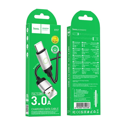 Cablu Date si Incarcare USB-A - USB-C HOCO X117, 60W, 1m, Negru