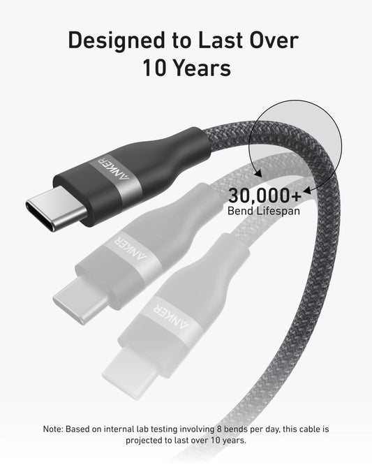 Cablu Date si Incarcare USB-C - USB-C Anker, 240W, 0.9m, Negru A82E2H11