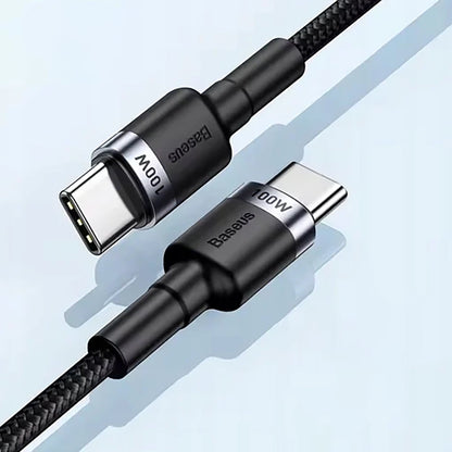 Cablu Date si Incarcare USB-C - USB-C Baseus Cafule, 100W, 2m, Gri CATKLF-BLG1
