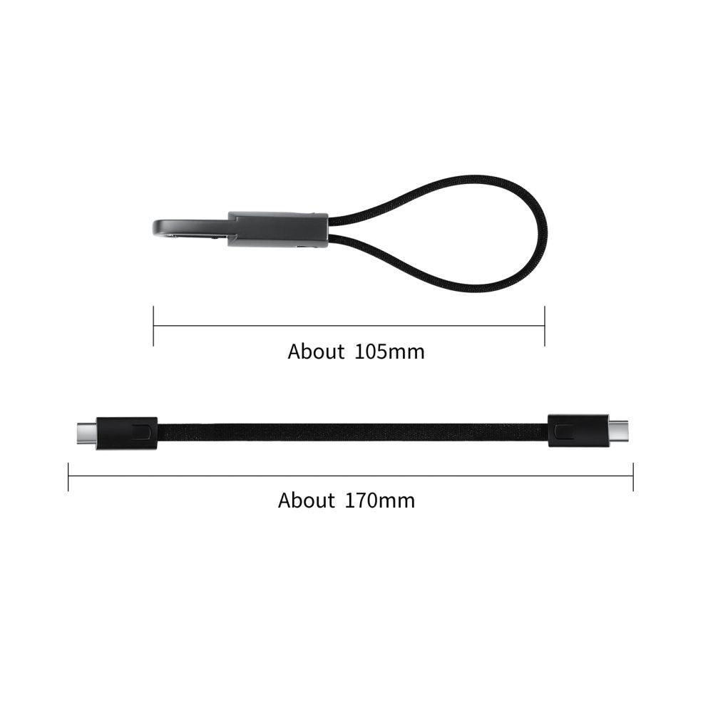 Cablu Date si Incarcare USB-C - USB-C Tech-Protect Ultraboost DNA Keychain, 60W, 0.17m, Gri
