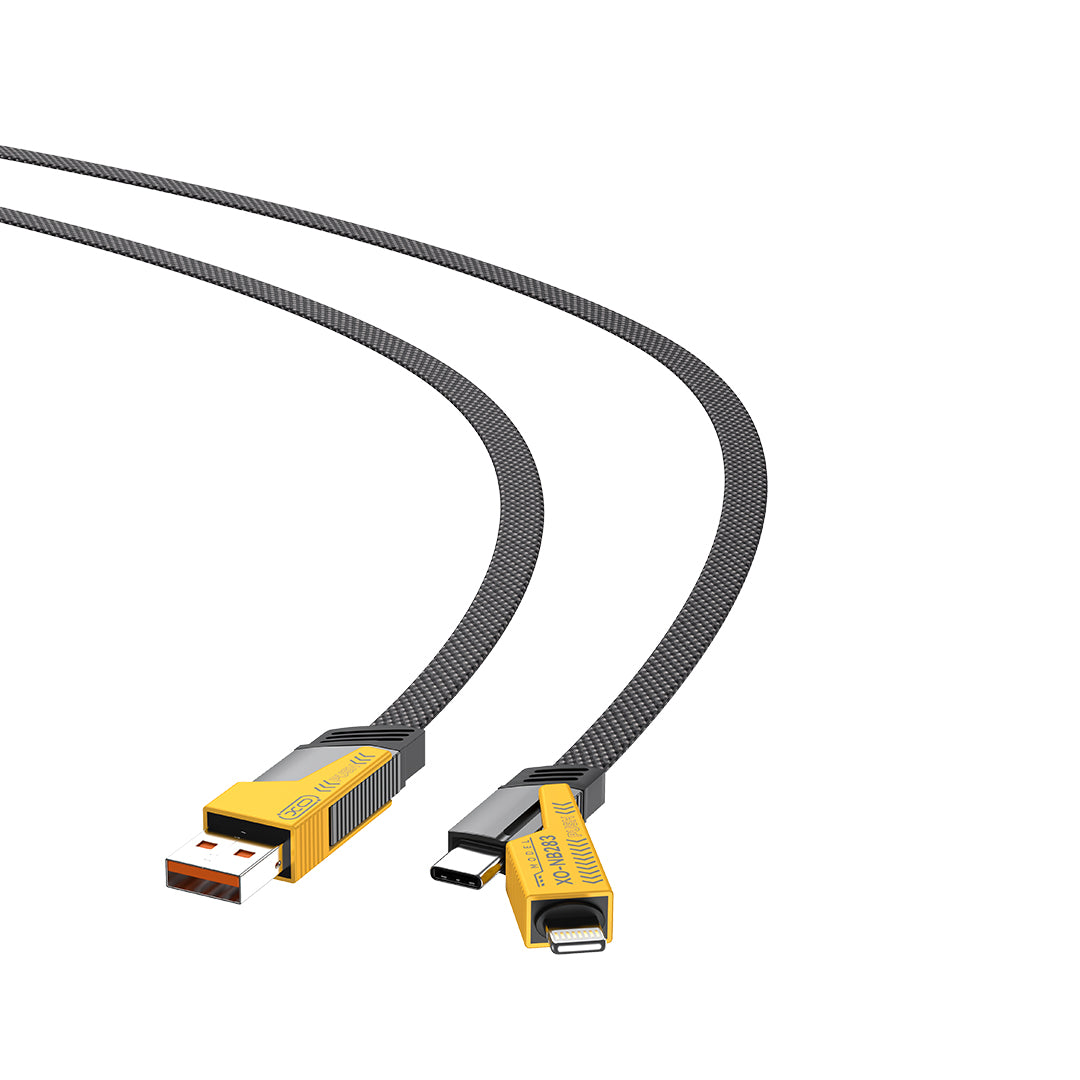 Cablu Date si Incarcare USB-A / USB-C - Lightning / USB-C XO Design NB283, 60W, 1m, Gri