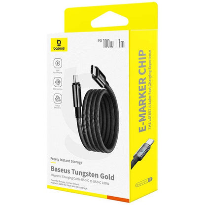 Cablu Date si Incarcare USB-C - USB-C Baseus Tungsten Gold, 100W, 1m, Negru P10319805111-00