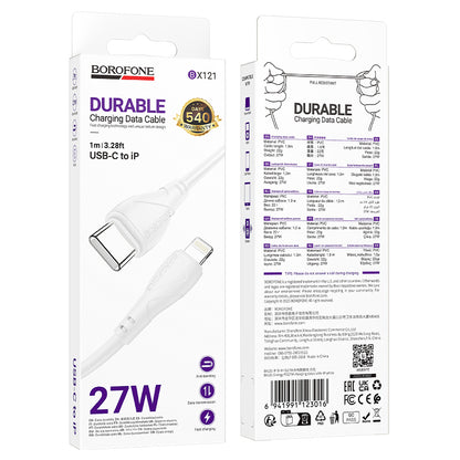 Cablu Date si Incarcare USB-C - USB-C Borofone BX121 Energy, 60W, 1m, Alb