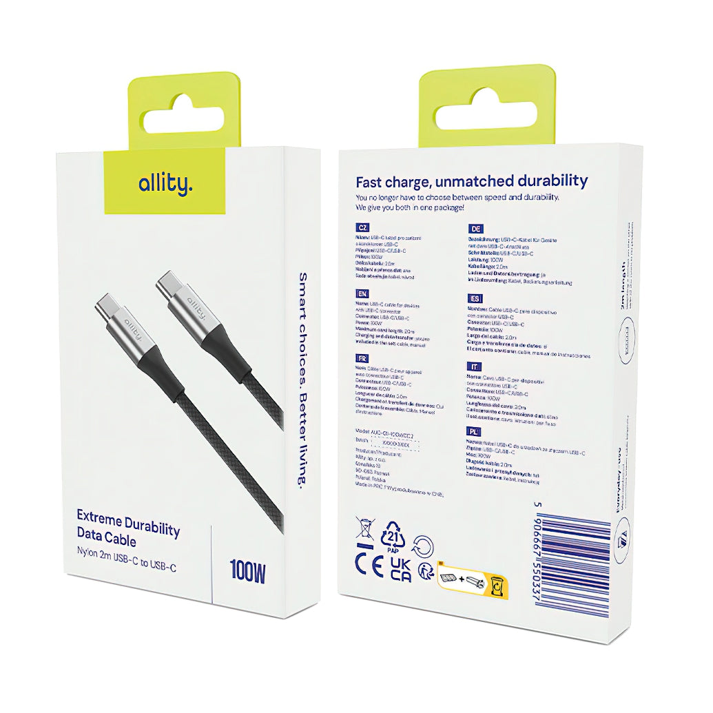 Cablu Date si Incarcare USB-C - USB-C Allity. AUC-01, 100W, 1m, Negru