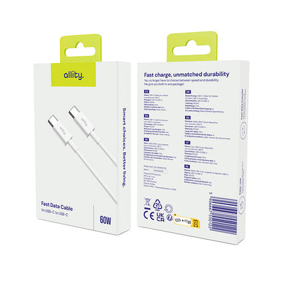 Cablu Date si Incarcare USB-C - USB-C Allity. AUC-03, 100W, 2m, Alb