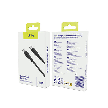 Cablu Date si Incarcare USB-C - USB-C Allity. AUC-02, 100W, 2m, Negru