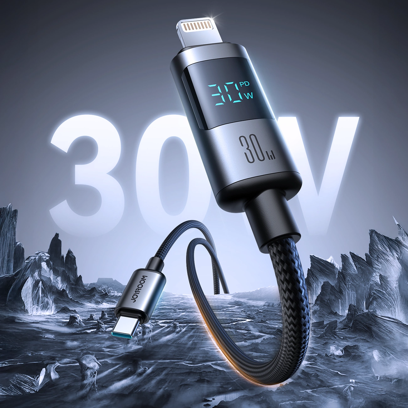 Cablu Date si Incarcare USB-C - Lightning Joyroom S-A16 Pro Prism Display, 30W, 1.2m, Negru